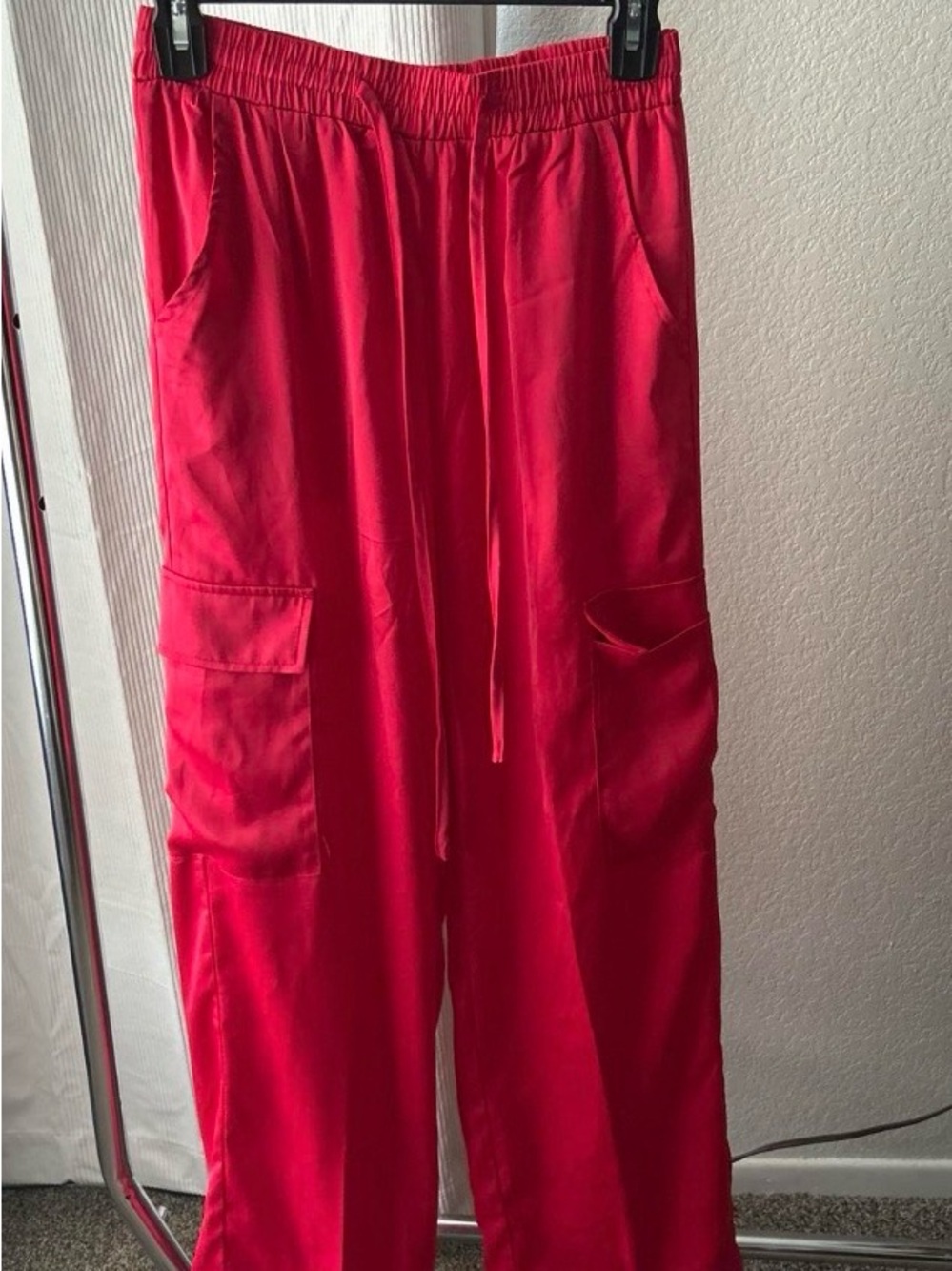 Wide Leg Cargo Pants in Vibrant Red